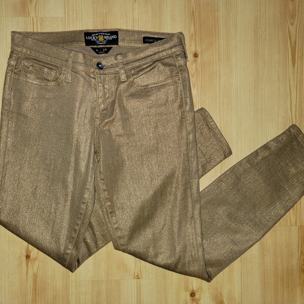 Lucky Brand Gold Charlie Skinny Jeans Women's Size 6/28